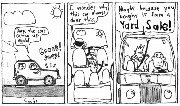 Quentin's dad is not intelligent when it comes to buying things.